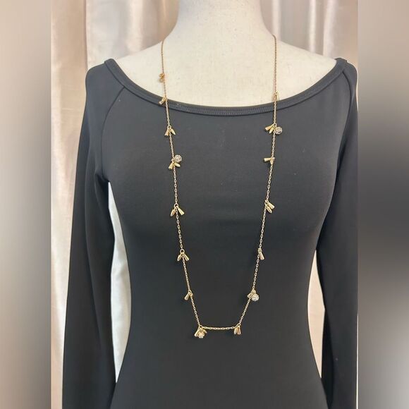 Stella & Dot Jewelry - Stella & Dot Gold Plated Rhinestone Ball & Bullet Bar Station Long Necklace